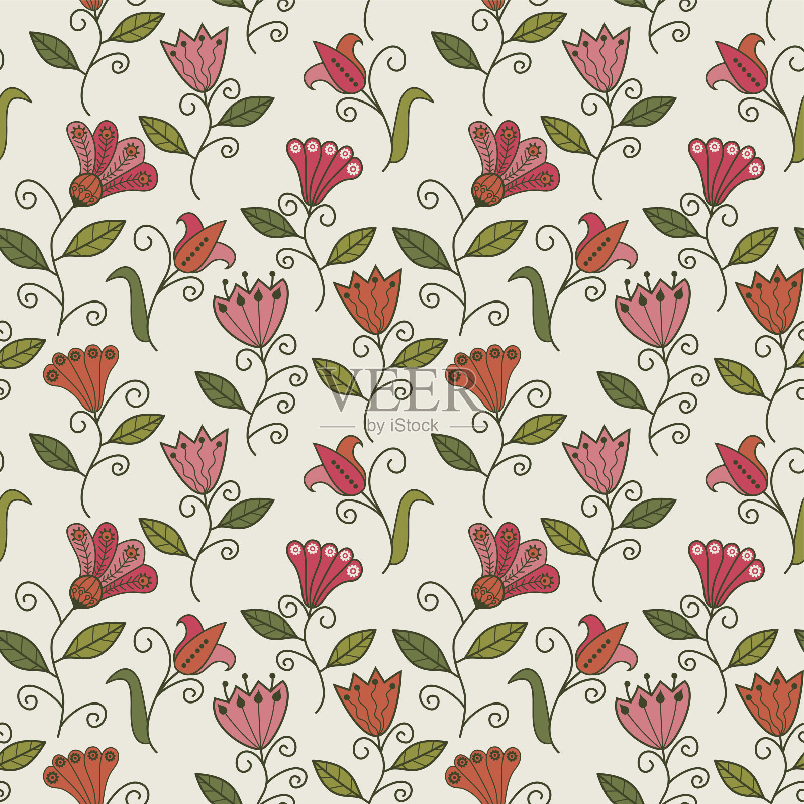 无缝纹理与花。无尽的花卉图案。插画图片素材