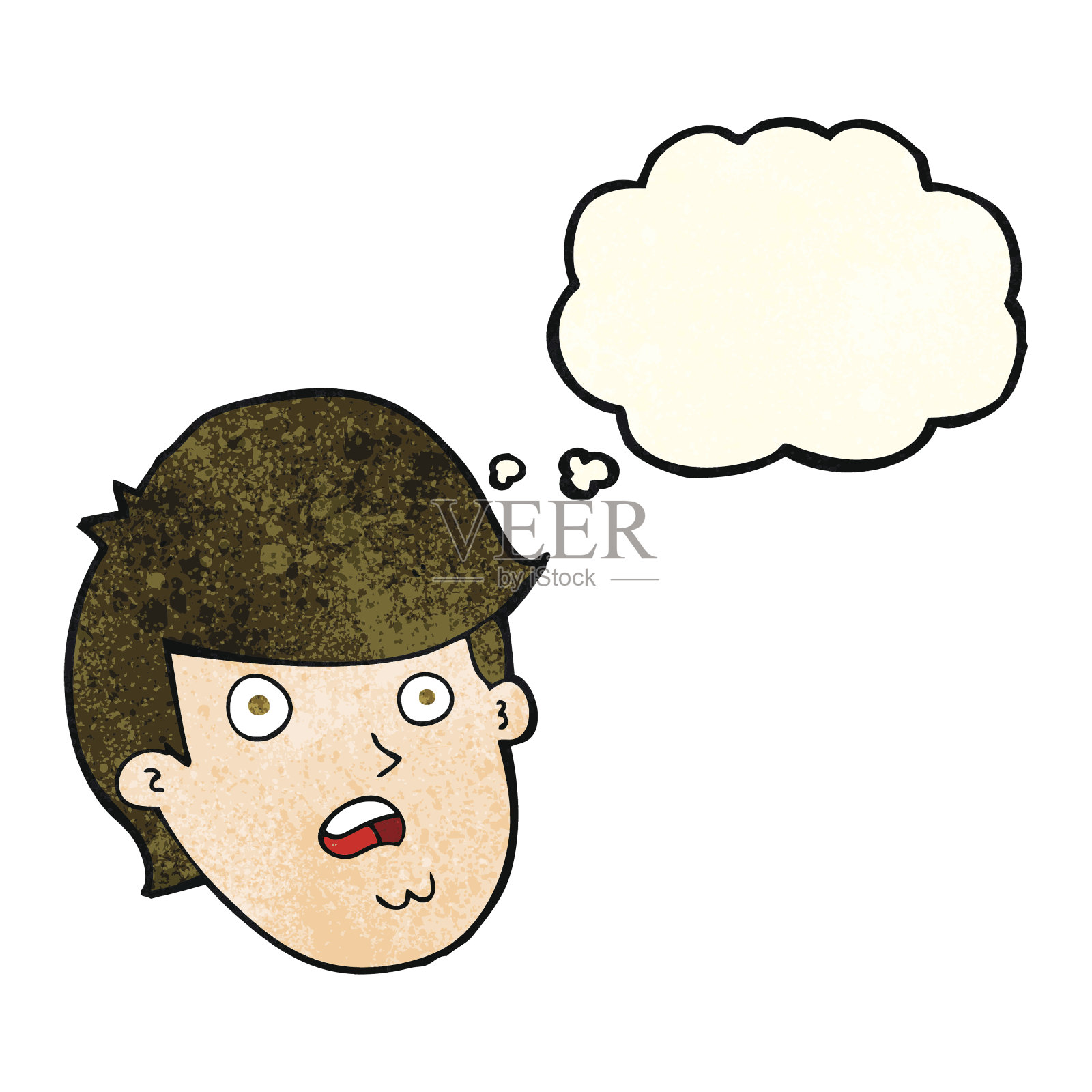 有思想泡泡的卡通大下巴男人插画图片素材
