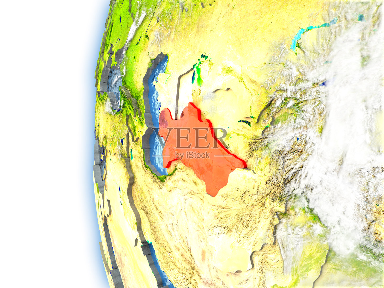 在地球模型上的土库曼斯坦照片摄影图片