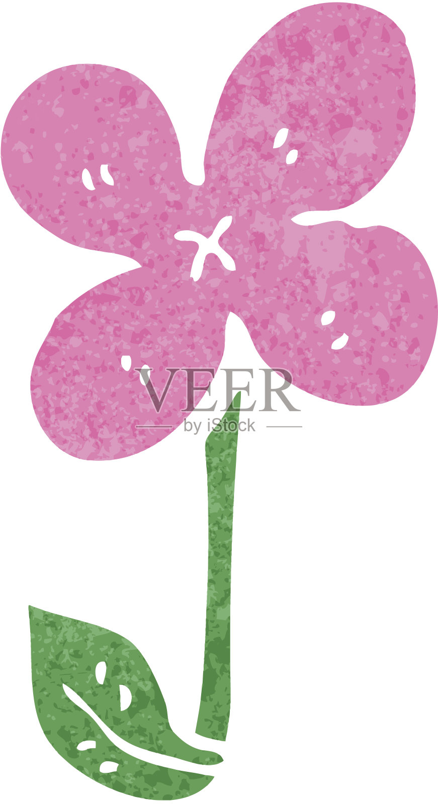 复古卡通粉色花朵插画图片素材