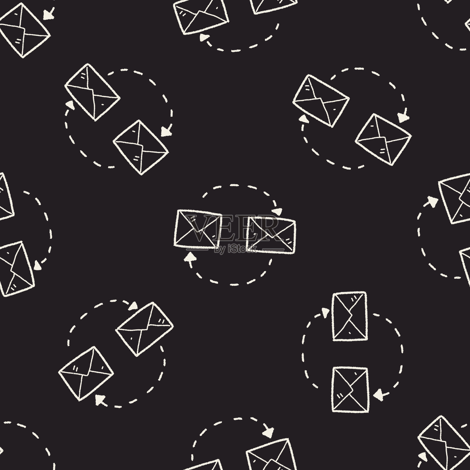 涂鸦发送邮件无缝模式背景插画图片素材