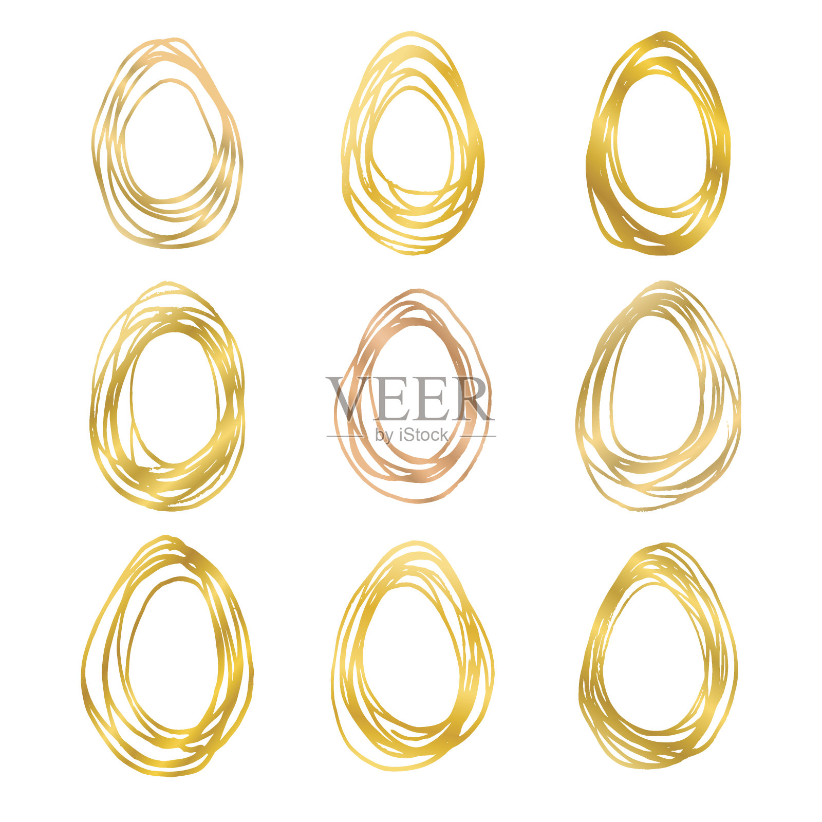 一套9个手绘涂鸦蛋插画图片素材