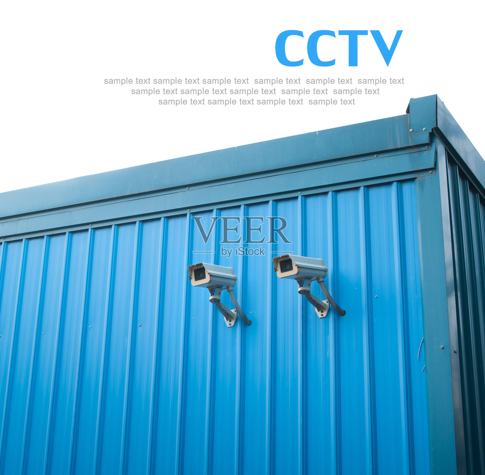 金属墙上装着监控摄像头照片摄影图片