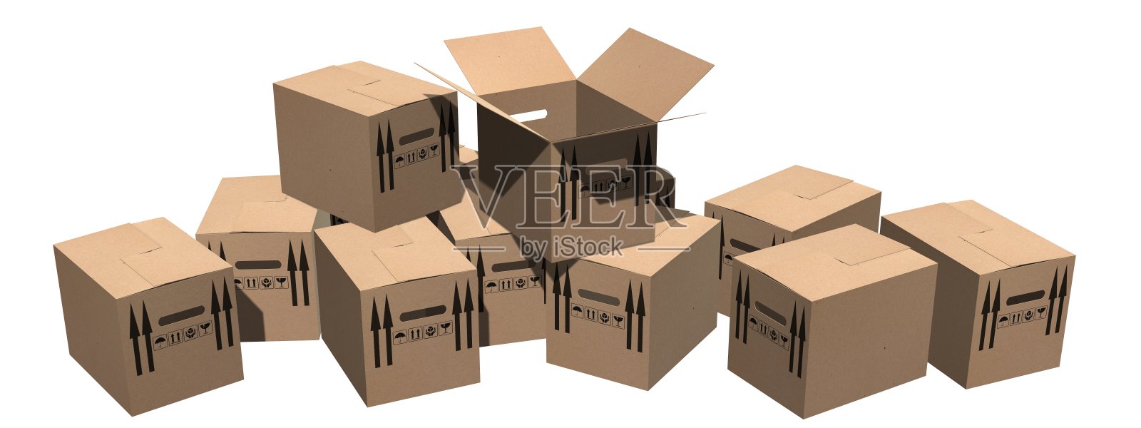 纸箱，移除纸箱-隔离在白色照片摄影图片