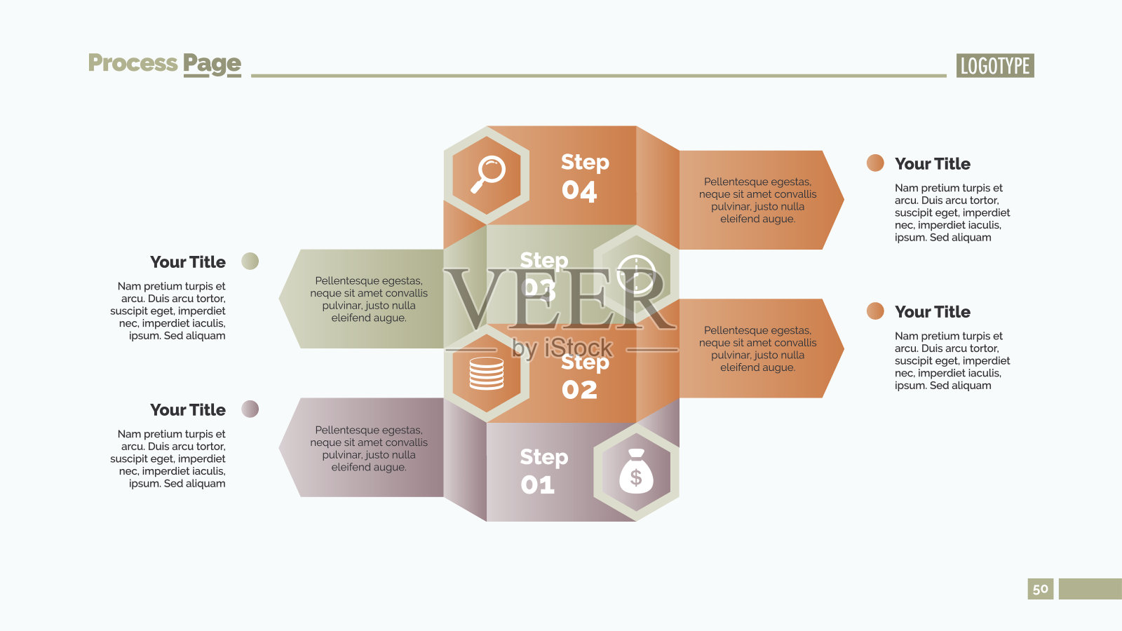 四步策略幻灯片模板插画图片素材