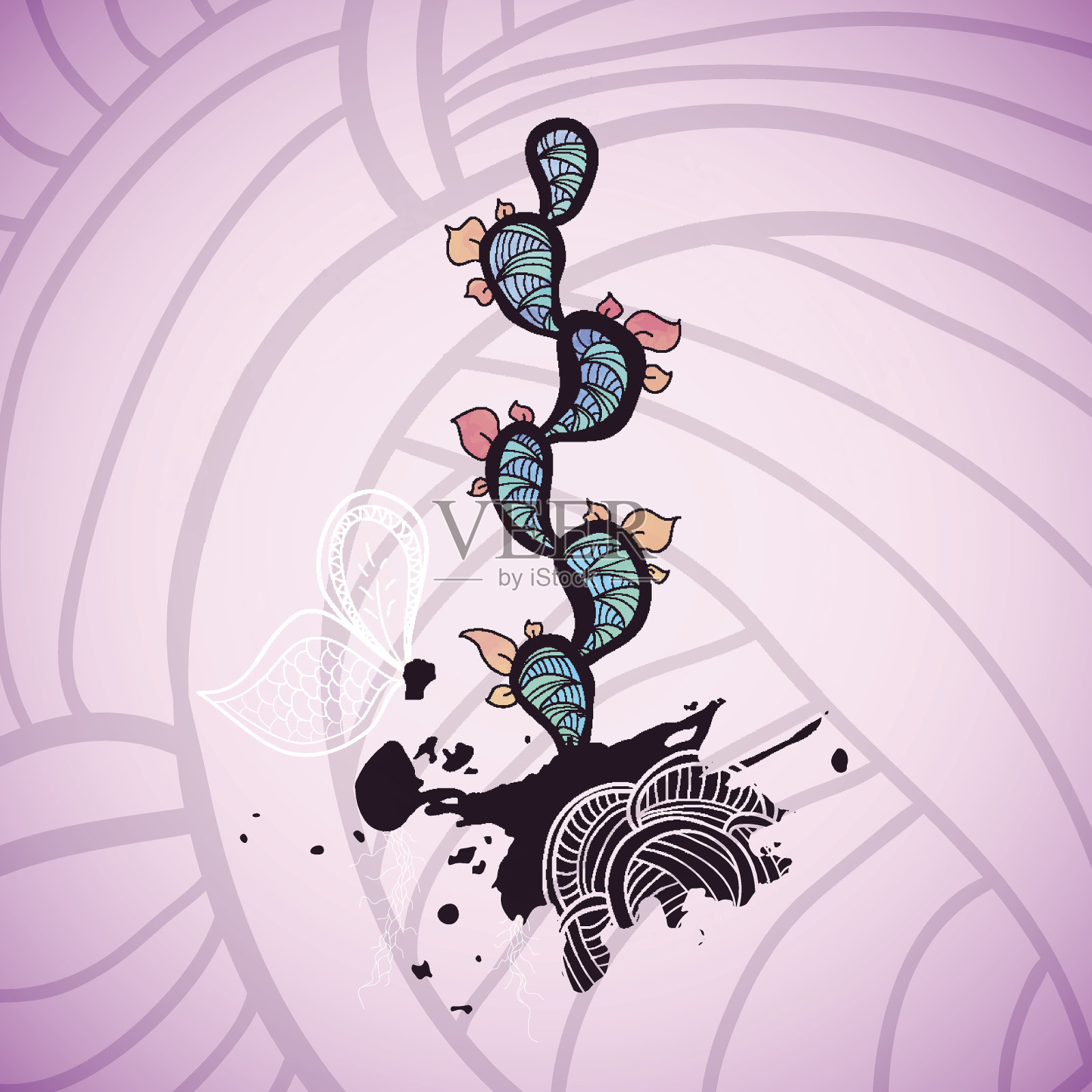 鲜艳多彩的树，插图背景插画图片素材