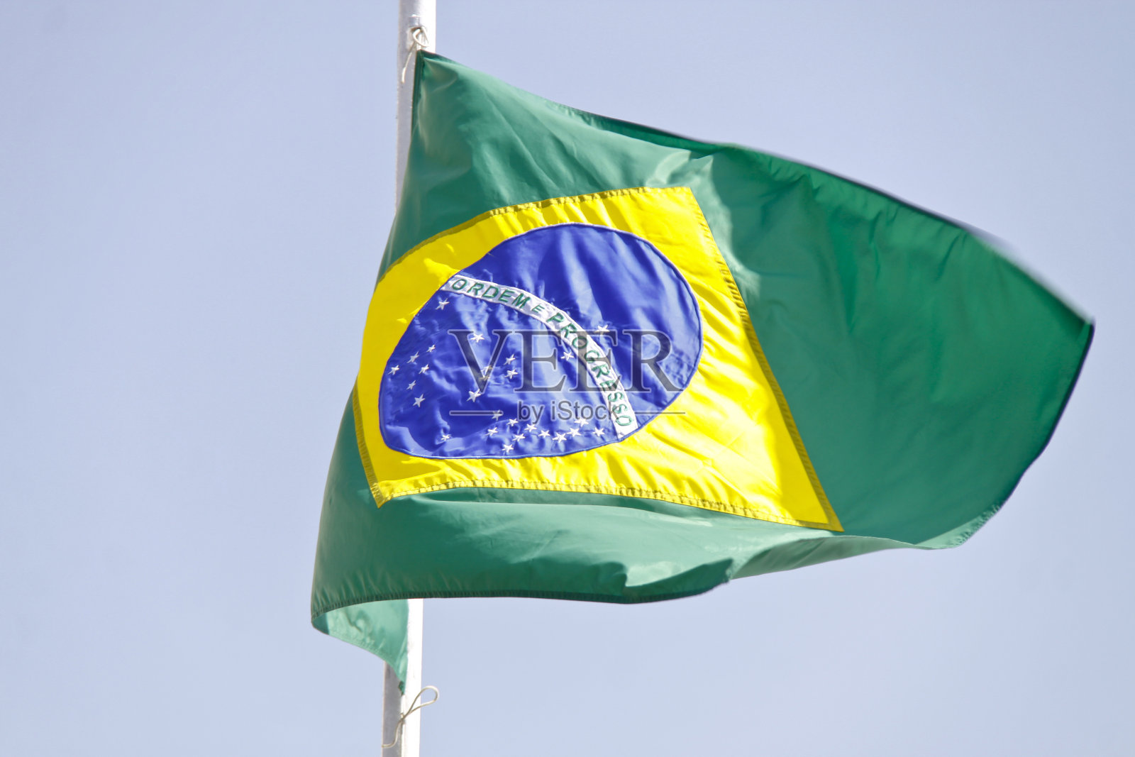 巴西国旗的细节和运动照片摄影图片