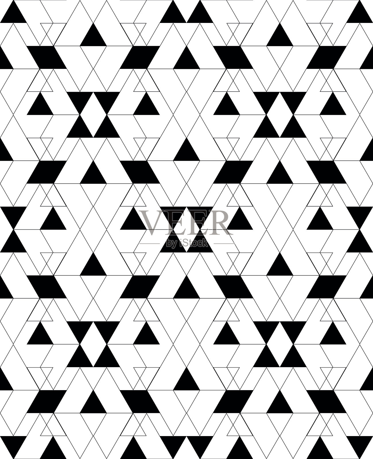 黑白几何无缝图案。插画图片素材