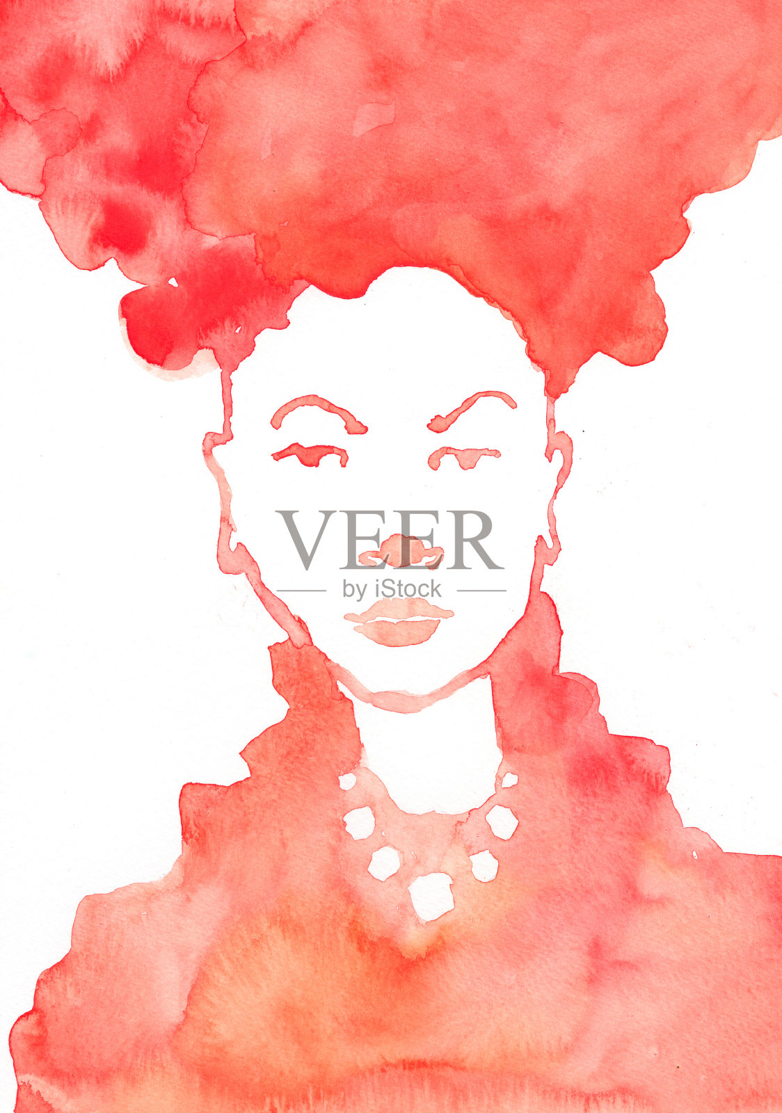 水彩女人肖像插画图片素材