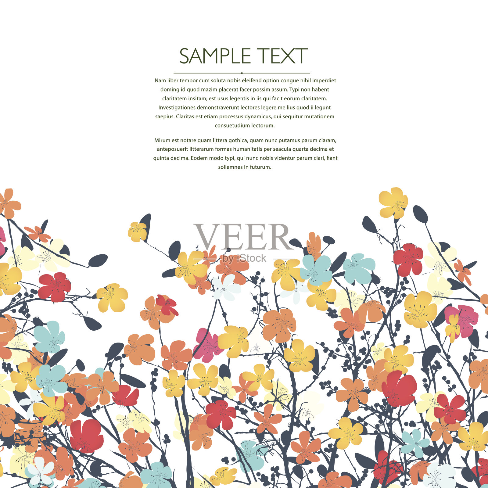 彩色的花插画图片素材