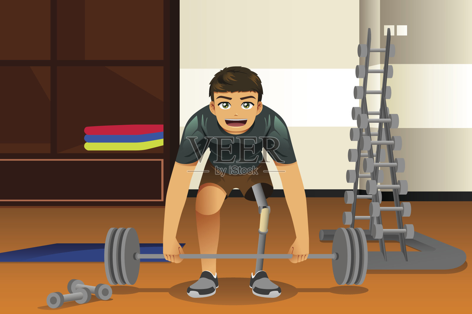 残疾运动员锻炼插画图片素材