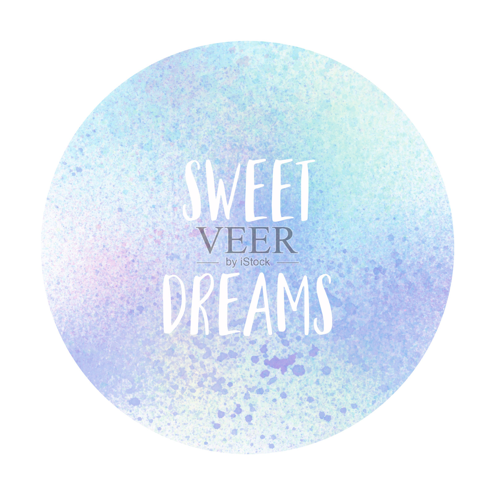 甜蜜的梦文字在柔和的水彩背景插画图片素材