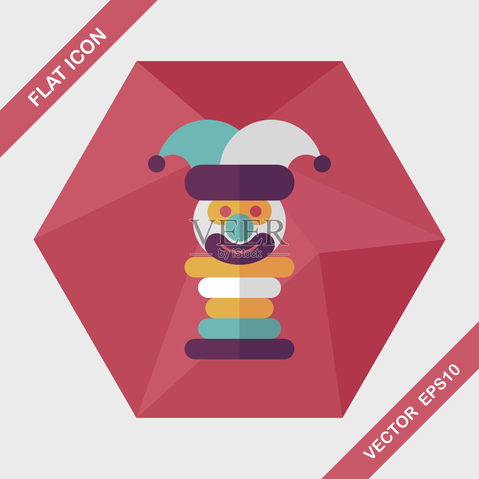 金字塔玩具平面图标与长影子，eps10插画图片素材