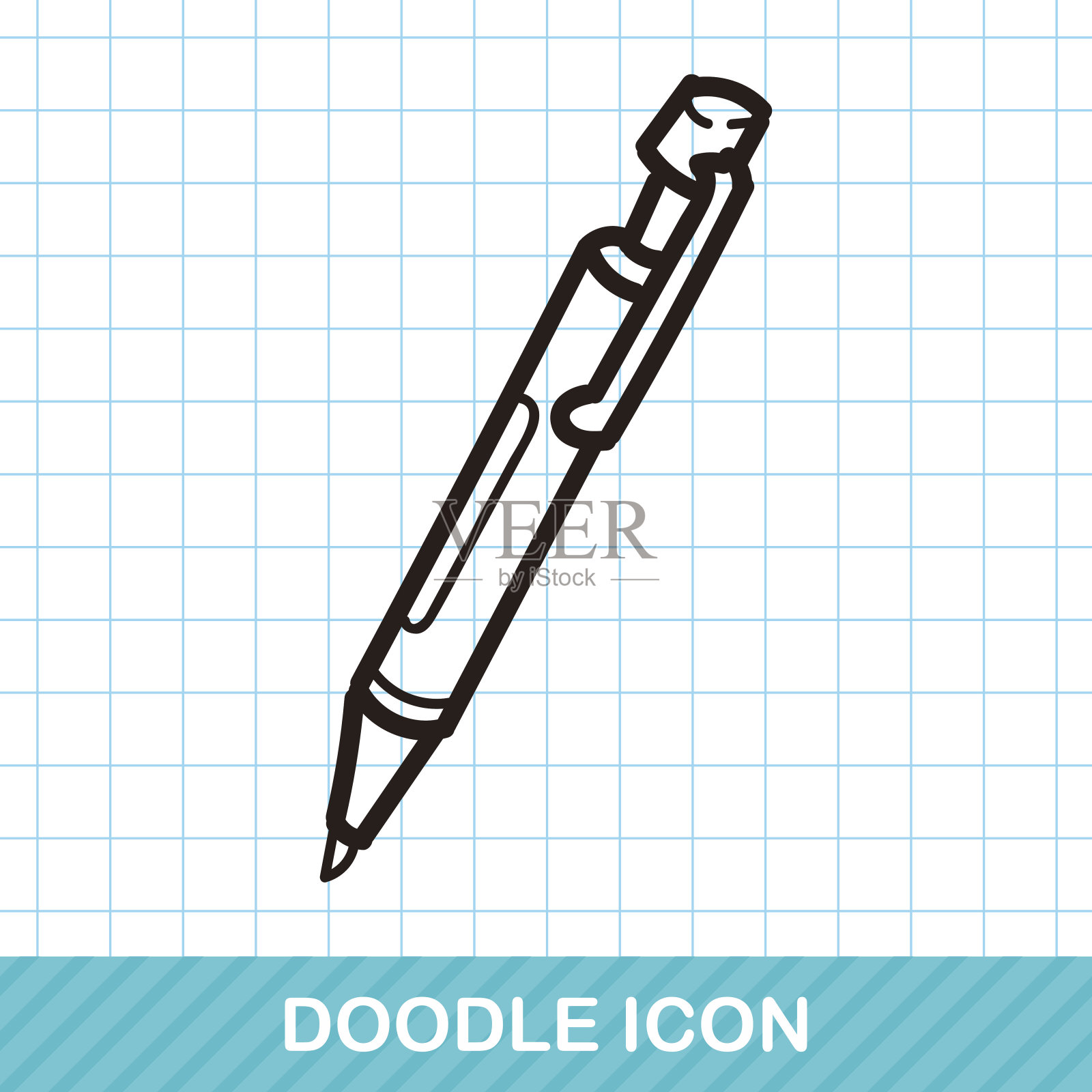 钢笔和铅笔的颜色涂鸦设计元素图片