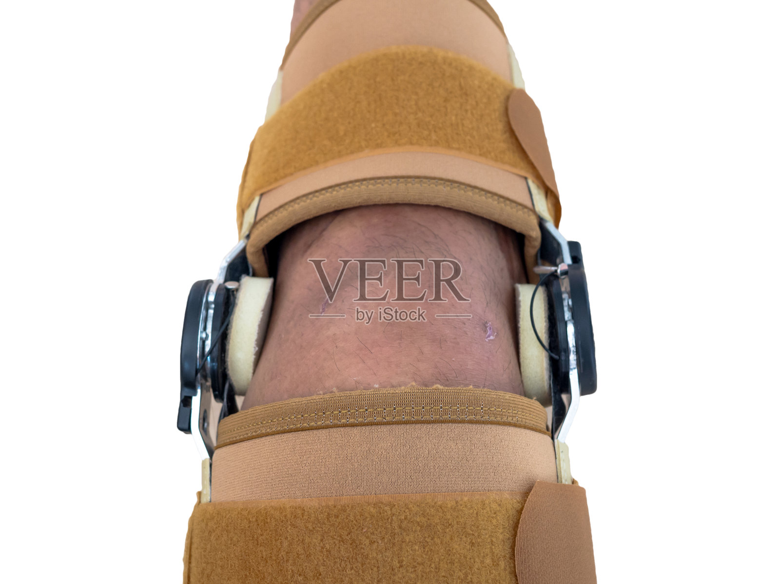 关闭膝盖支撑，以防止腿部或受伤照片摄影图片