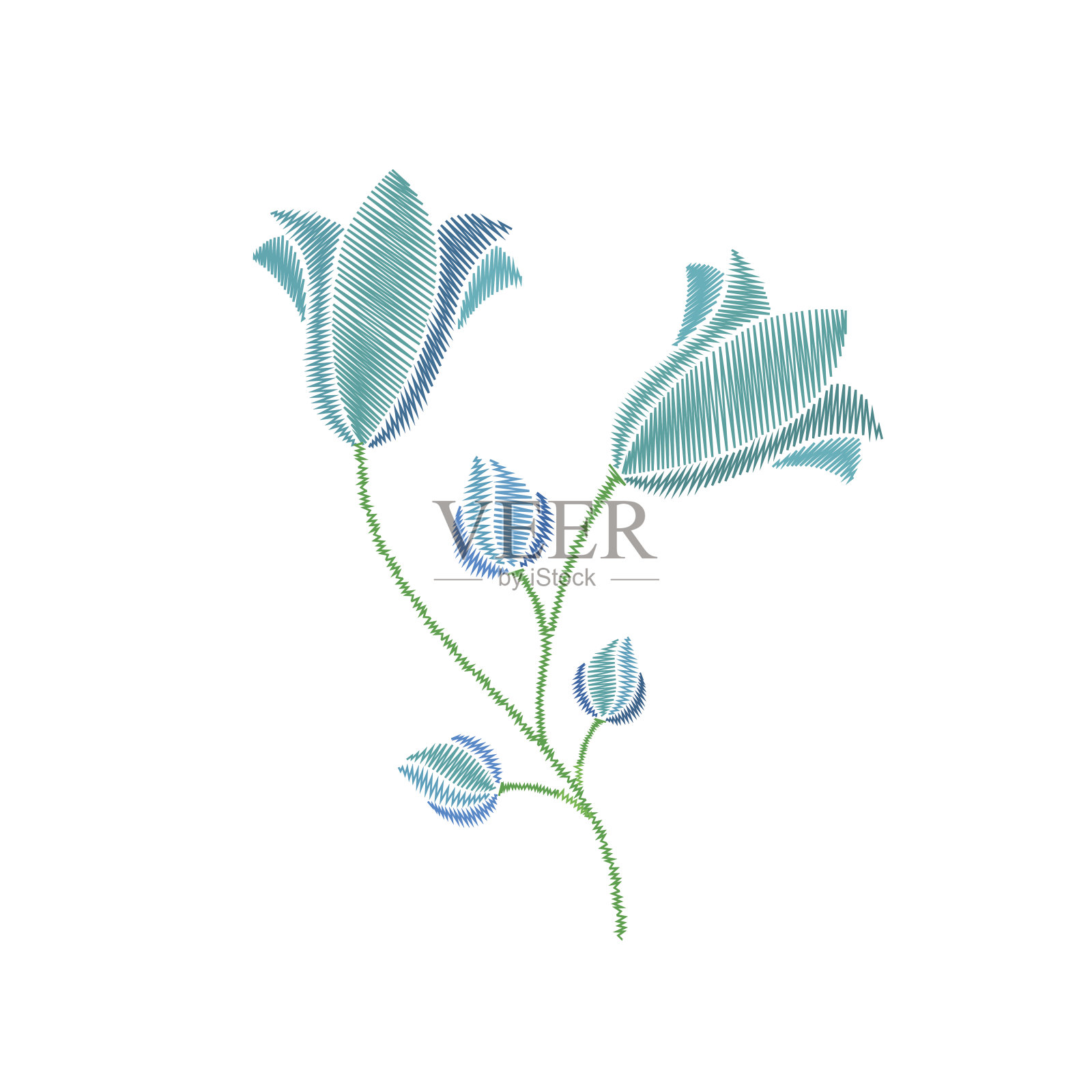 花刺绣在白色的背景插画图片素材