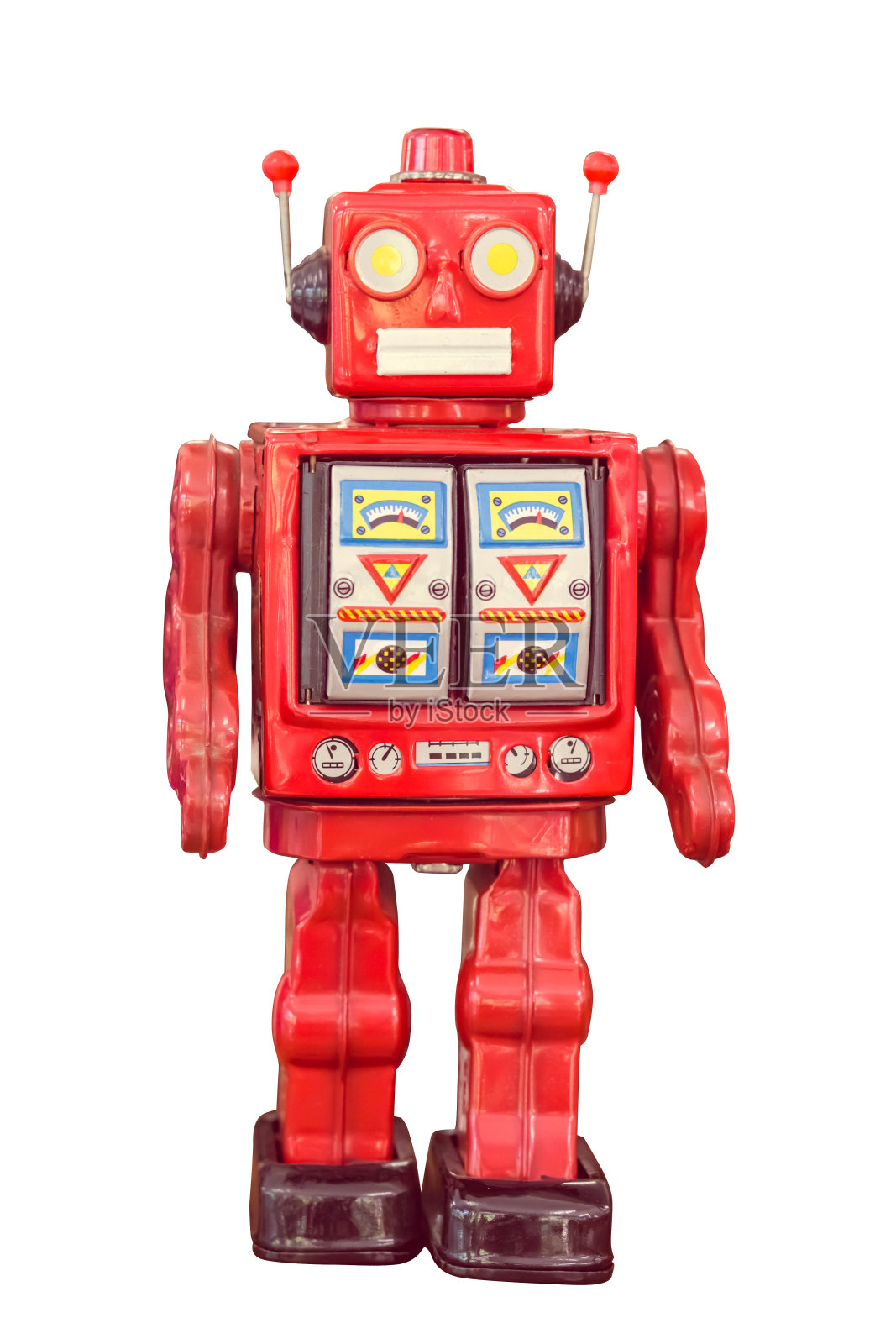机器人站在白色背景下照片摄影图片