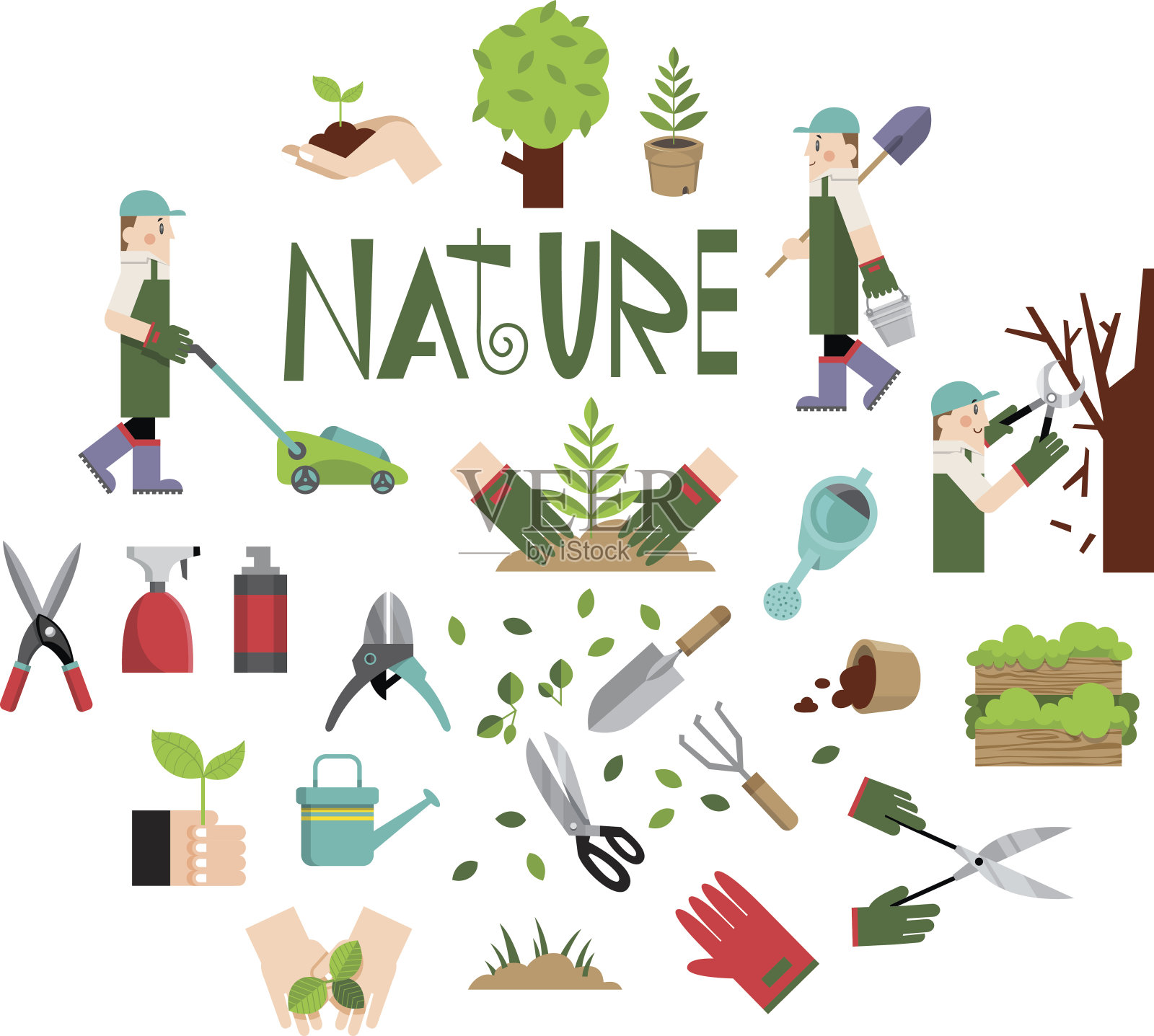 春夏季节的自然元素设计插画图片素材