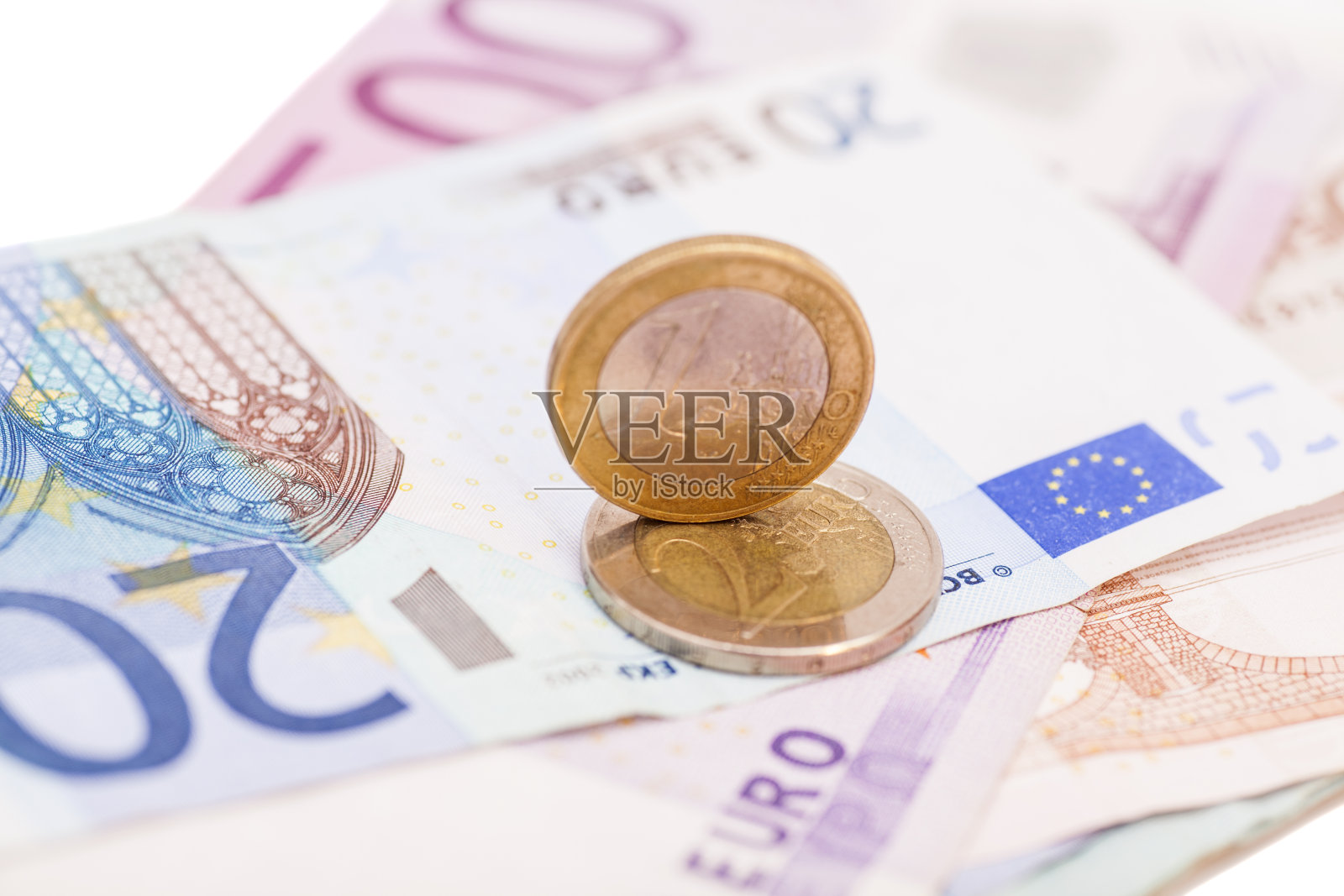 欧元硬币和纸币照片摄影图片