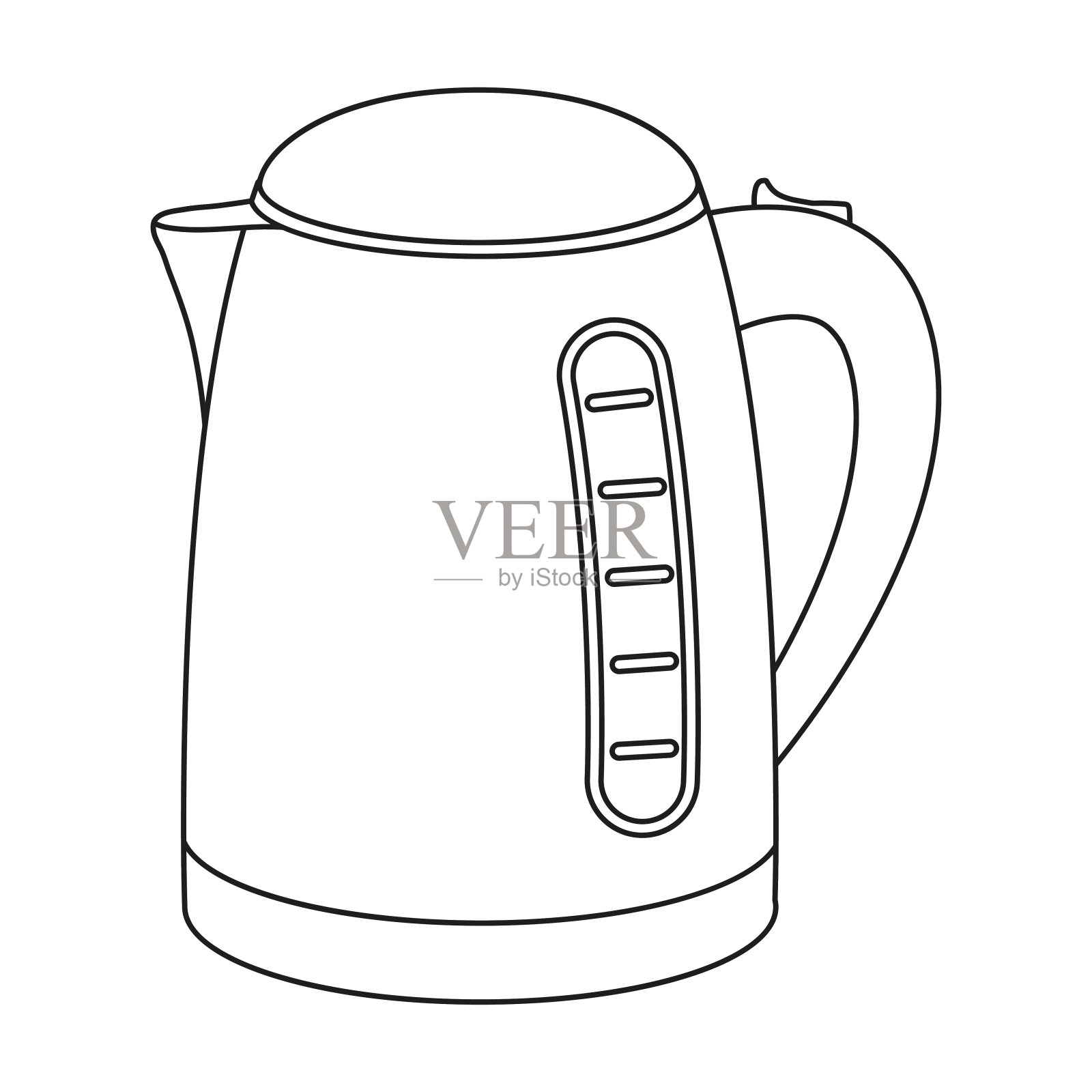 电水壶图标在轮廓风格孤立的白色背景。家用电器符号股票矢量插图。设计元素图片