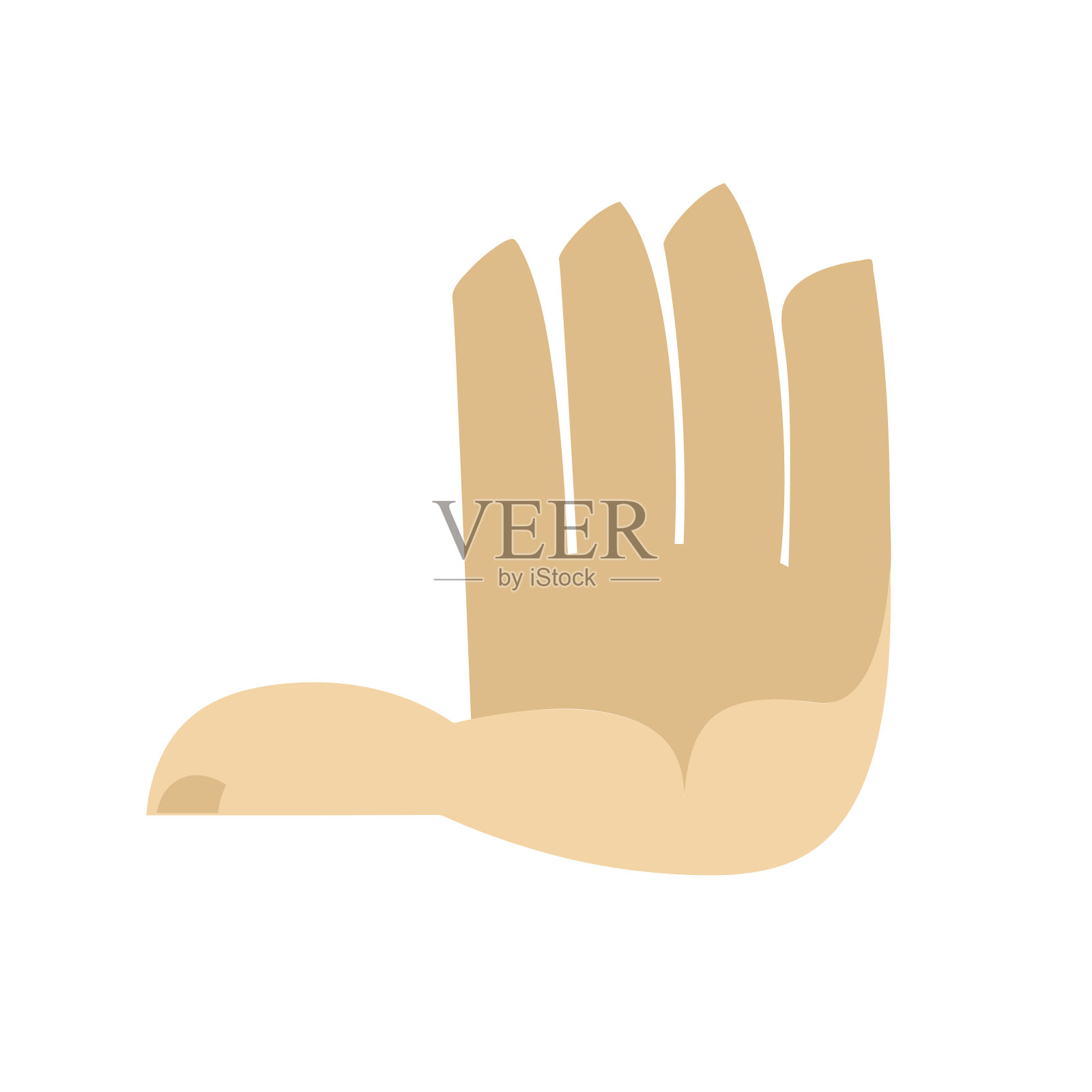 五指手孤立。白色背景上的手掌设计元素图片