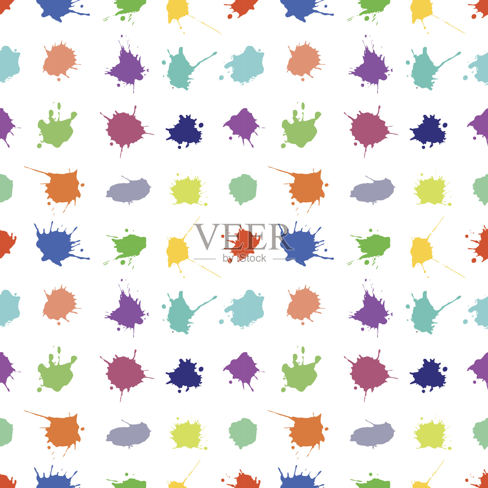 矢量无缝图案：水墨飞溅、污迹和笔触瓷砖，适用于网页背景、印刷、壁纸和包装的Grunge无尽模板插画图片素材