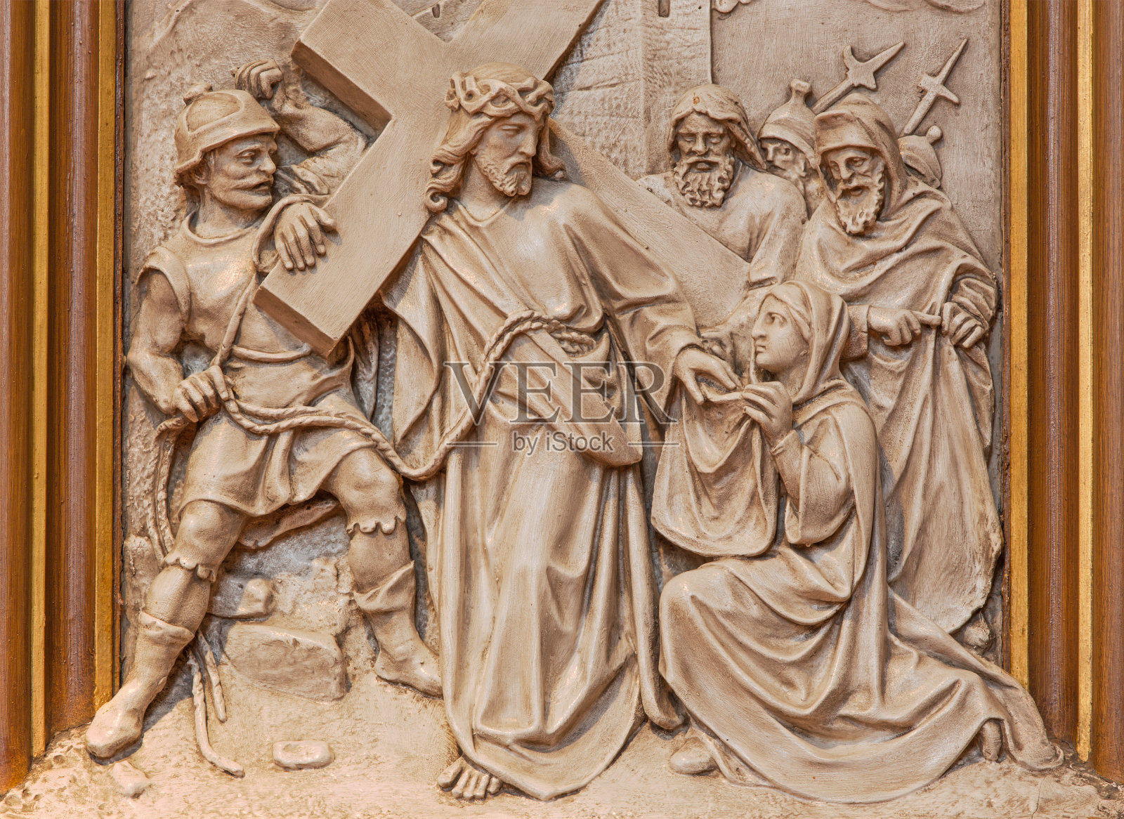 维也纳——维罗妮卡为耶稣擦脸。照片摄影图片