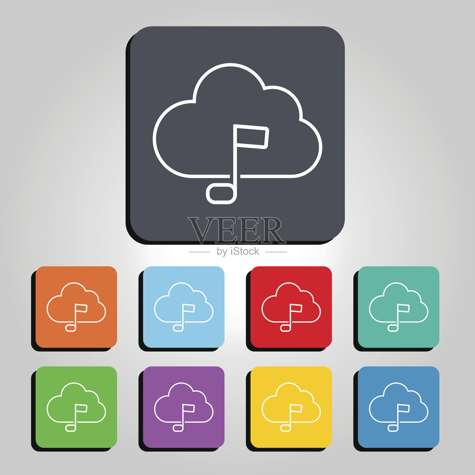 云技术音乐笔记图标矢量插图图标素材