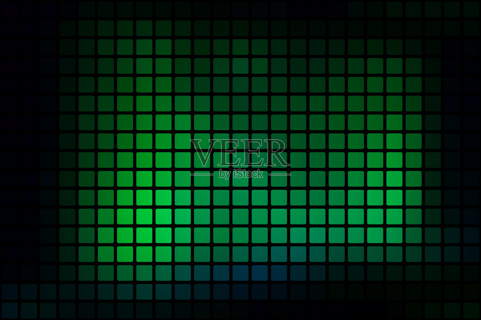 黑色背景上的发光霓虹绿色抽象圆形马赛克背景插画图片素材