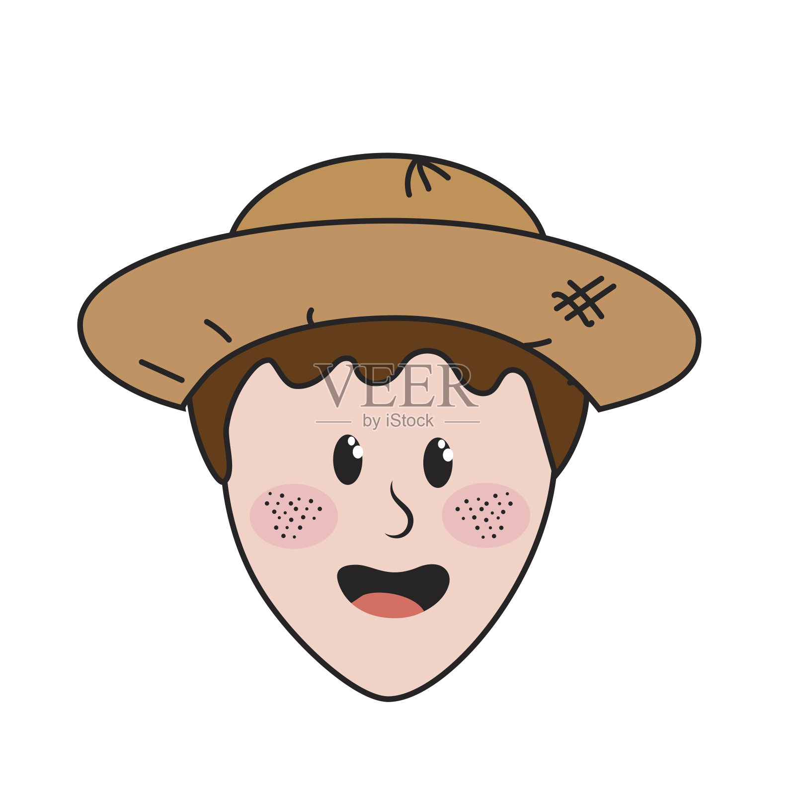 戴帽子的可爱男人脸设计元素图片