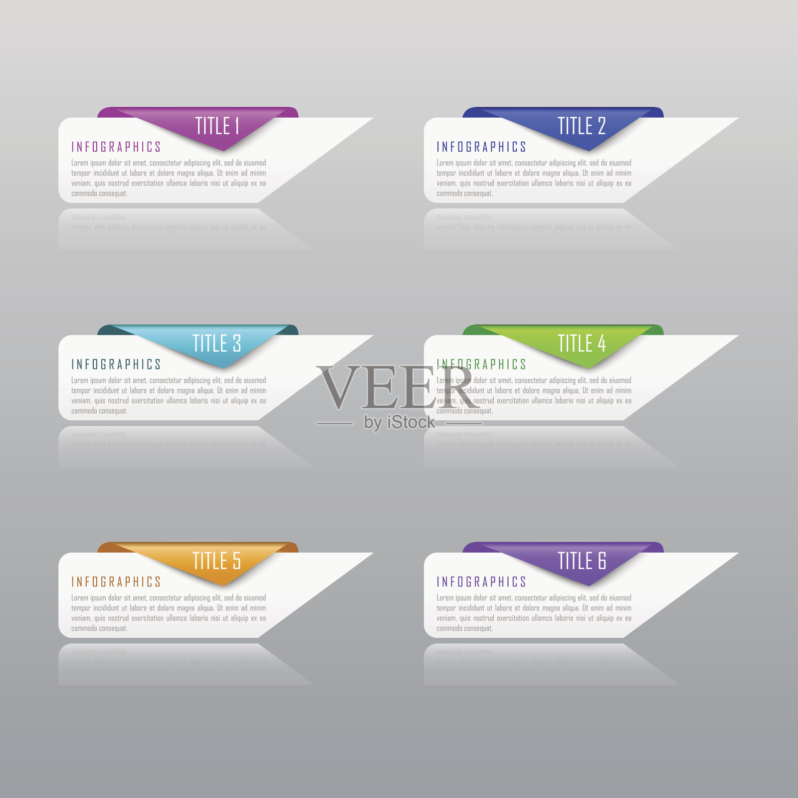 信息图表商业概念有6个选项，部分，步骤插画图片素材