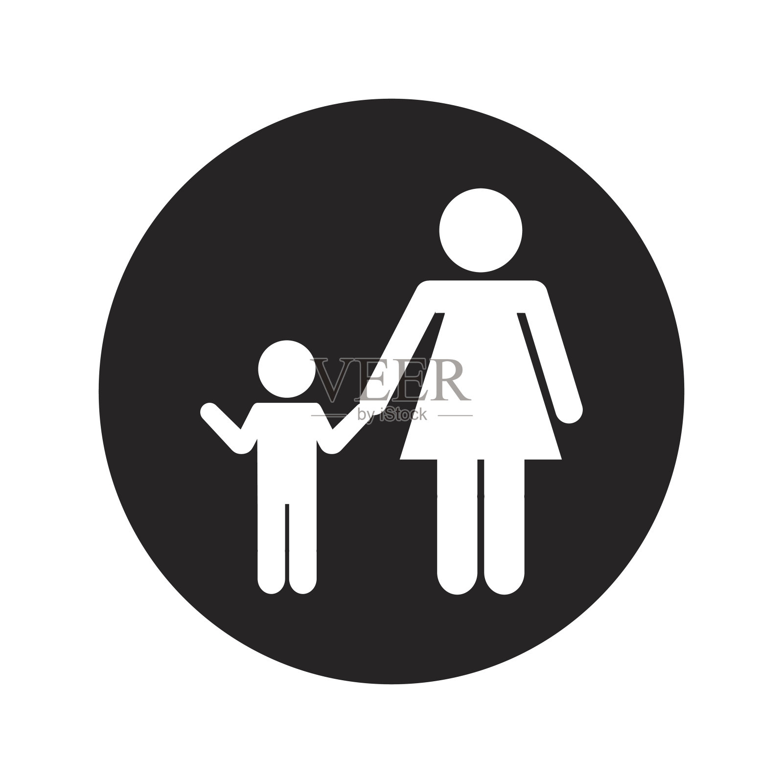 母亲与儿子剪影孤立图标图标素材