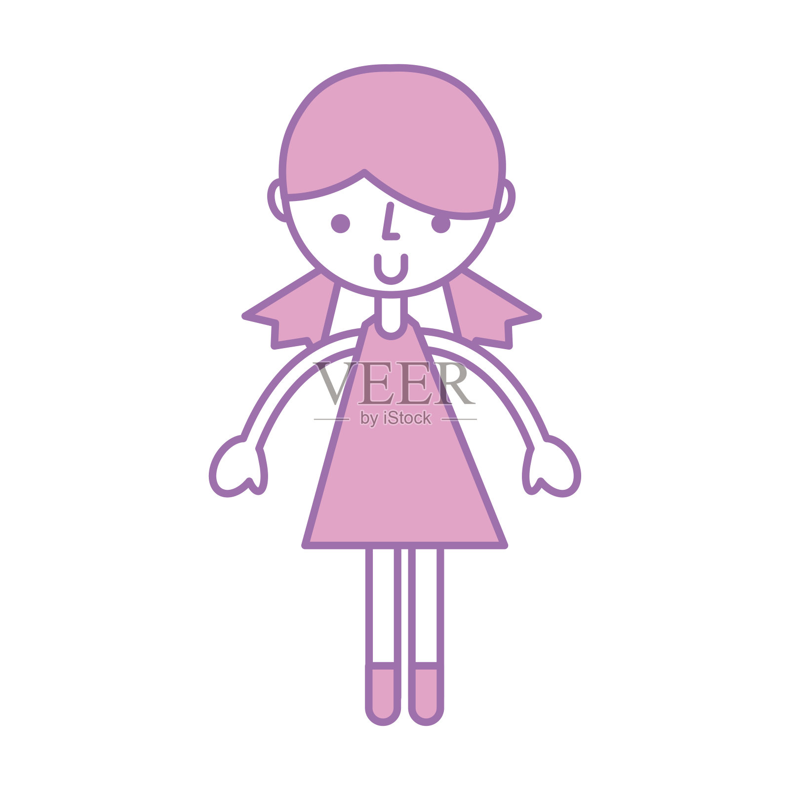 可爱的紫色女孩卡通设计元素图片