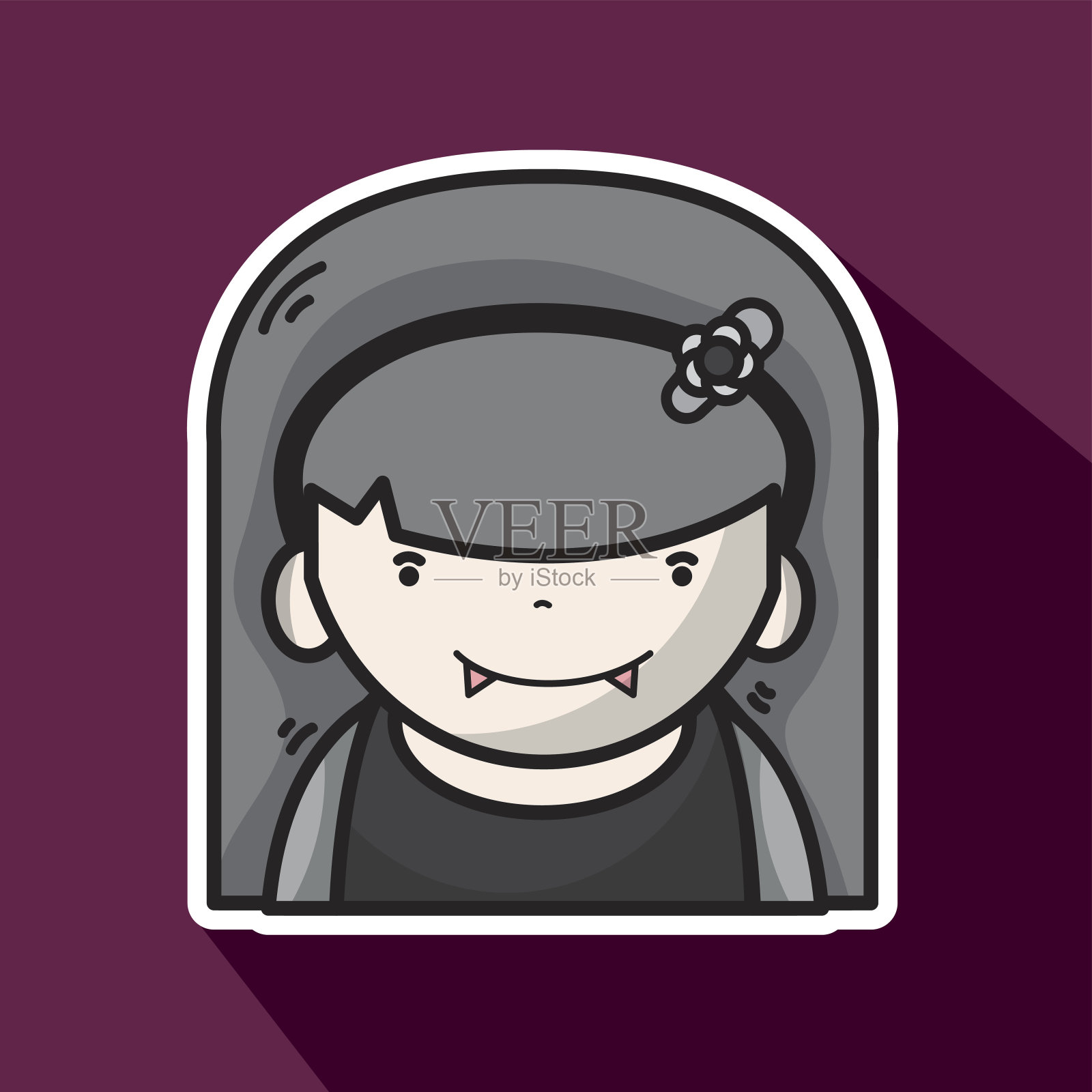 有尖牙和发型的吸血鬼女人插画图片素材