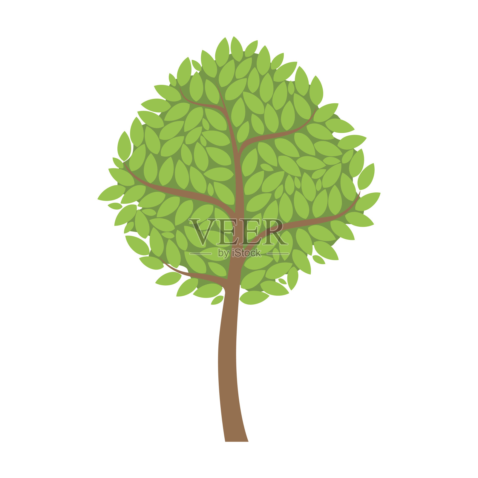 抽象的树，景观的元素。彩色卡通矢量插图设计元素图片