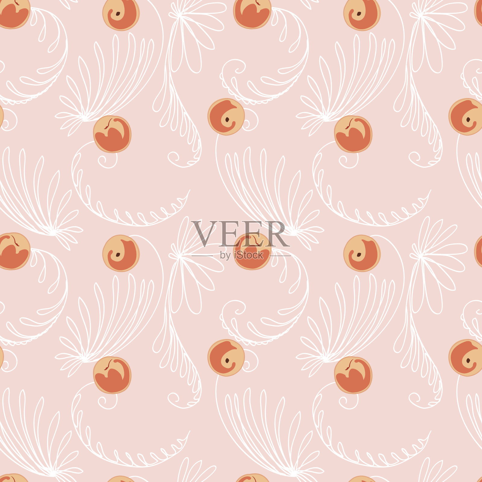 桃子无缝矢量模式插画图片素材