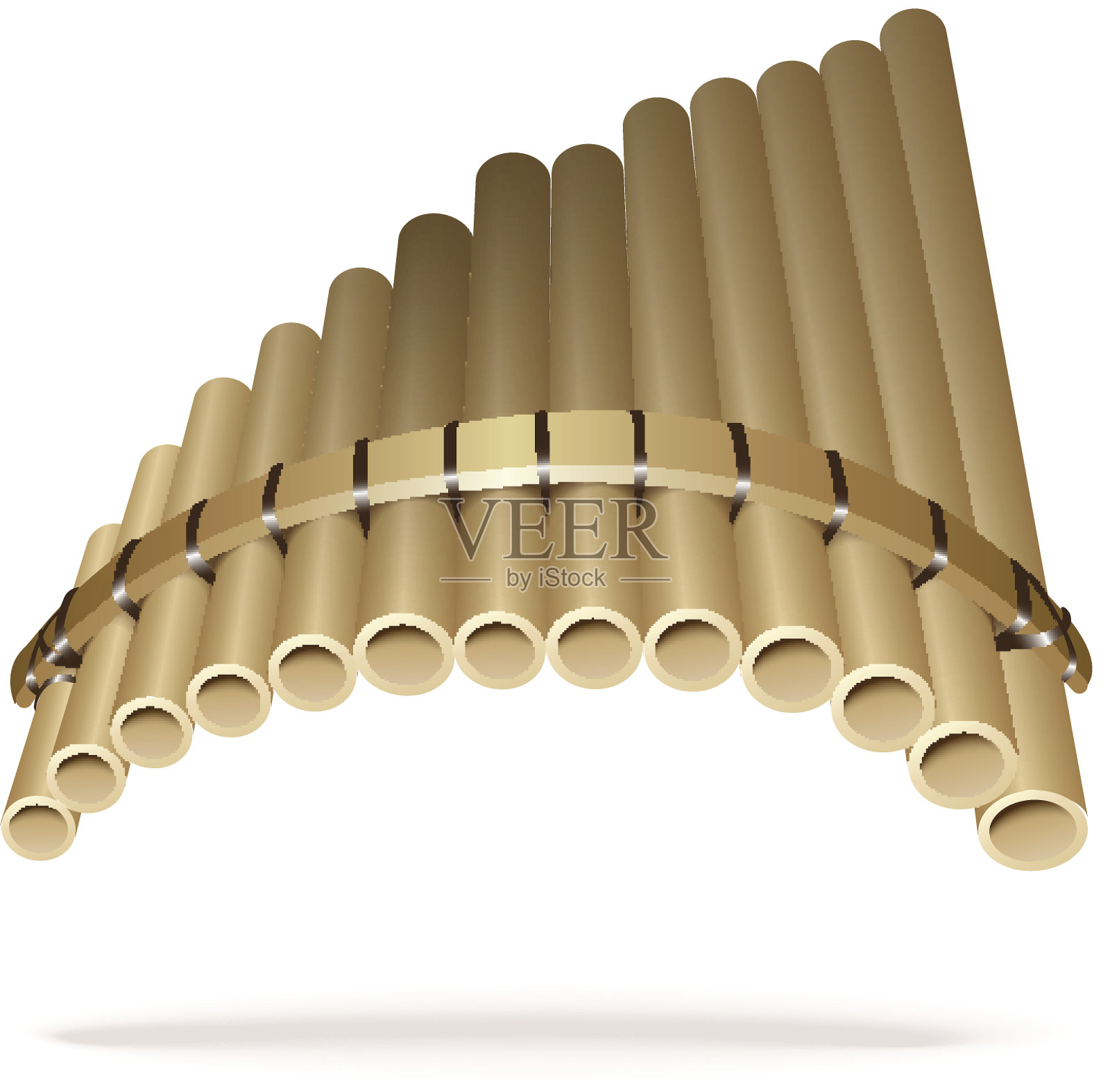 排箫，孤立在白色背景上插画图片素材