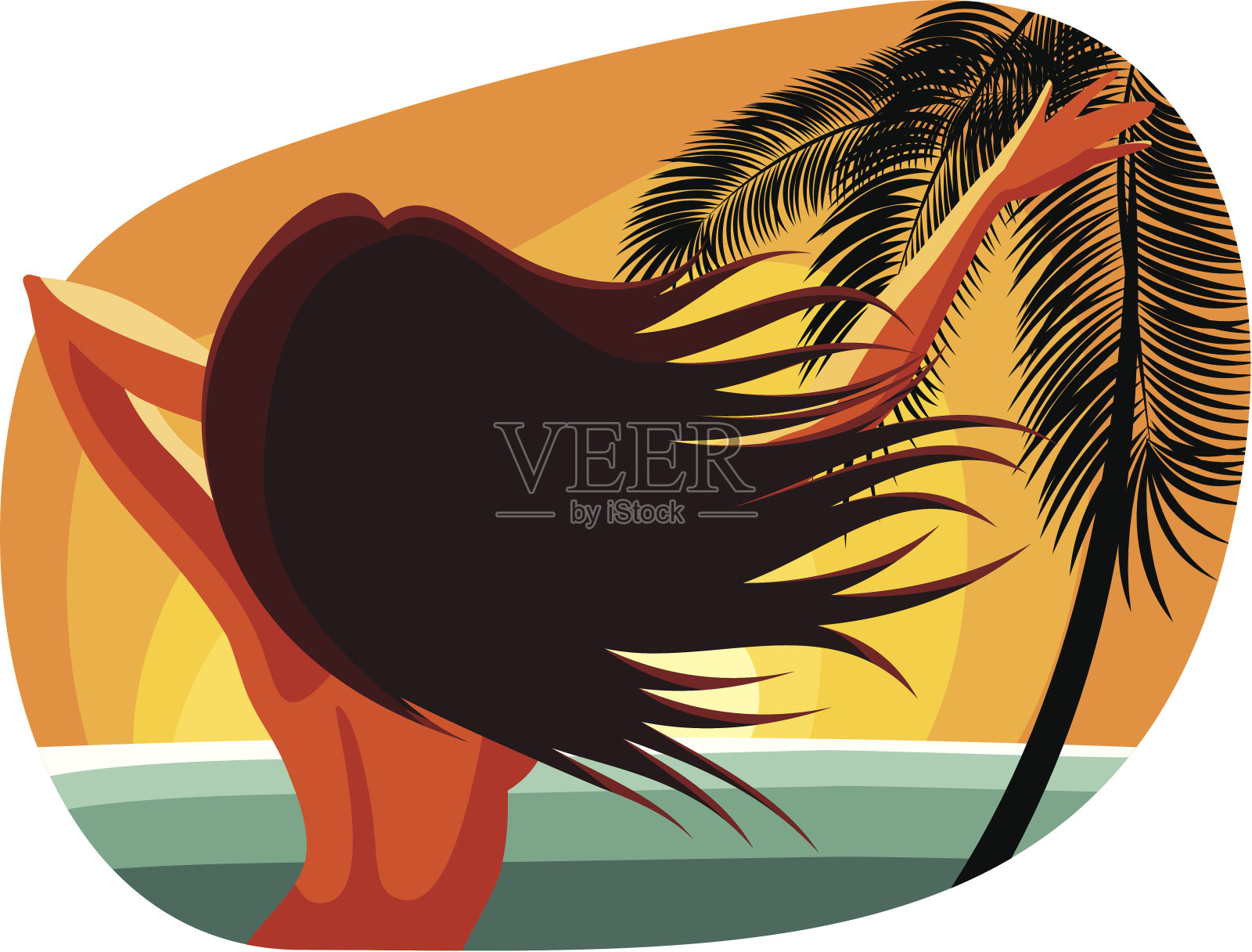 女孩和下降插画图片素材