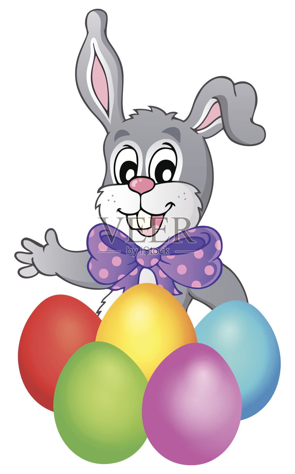 带着复活节彩蛋的快乐兔子设计元素图片