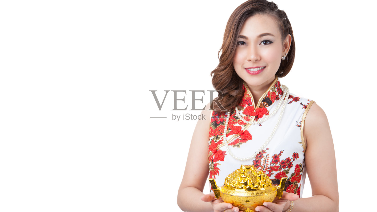 春节快乐。美女秀金照片摄影图片