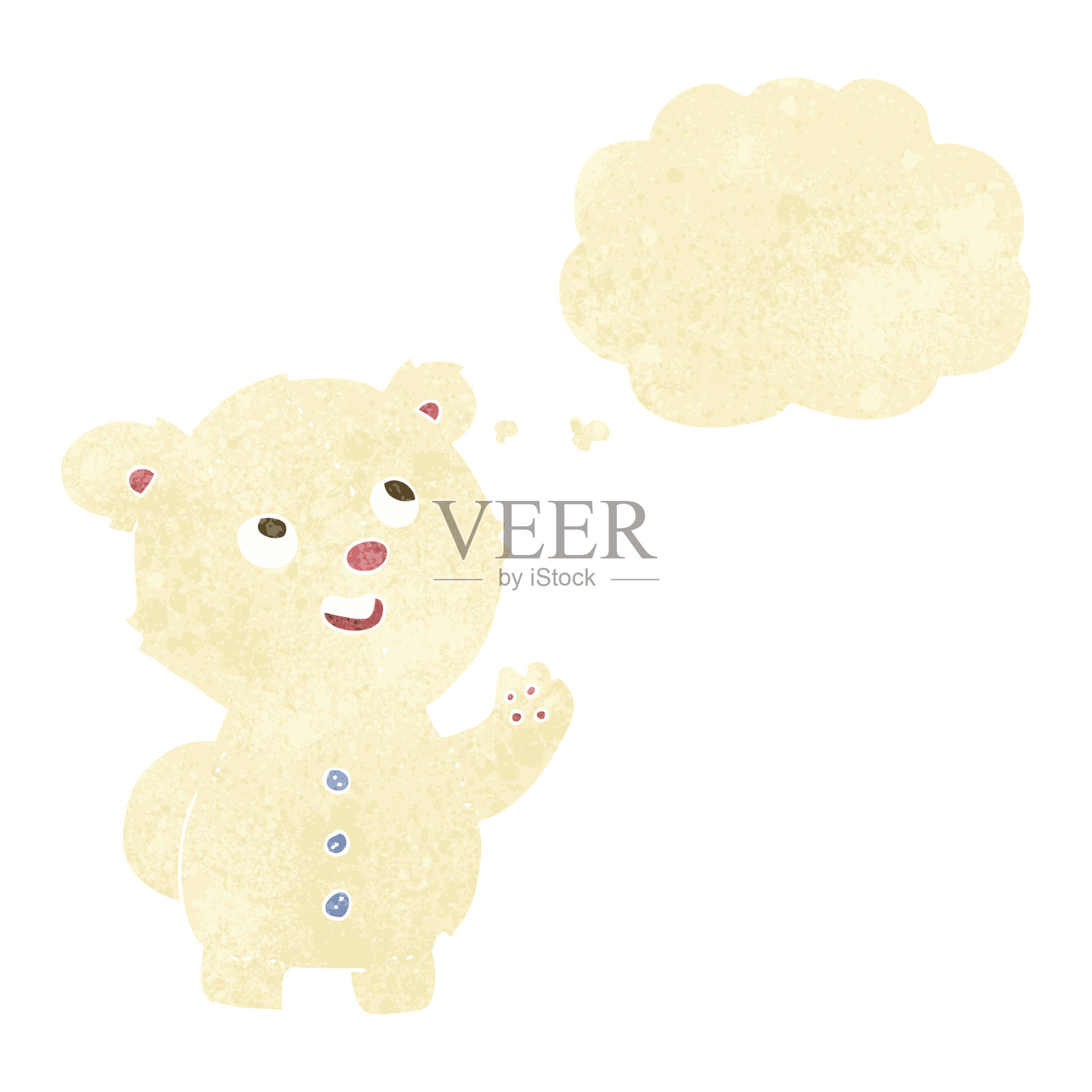 卡通可爱的北极熊幼崽与思想泡泡设计元素图片