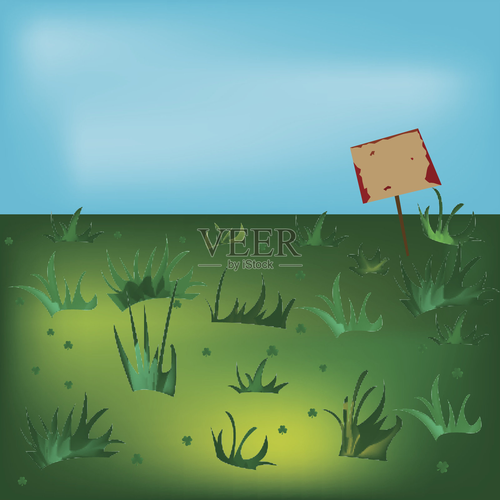 草地和具有里程碑意义的插画图片素材