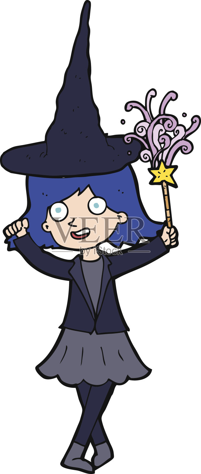 卡通快乐的女巫插画图片素材