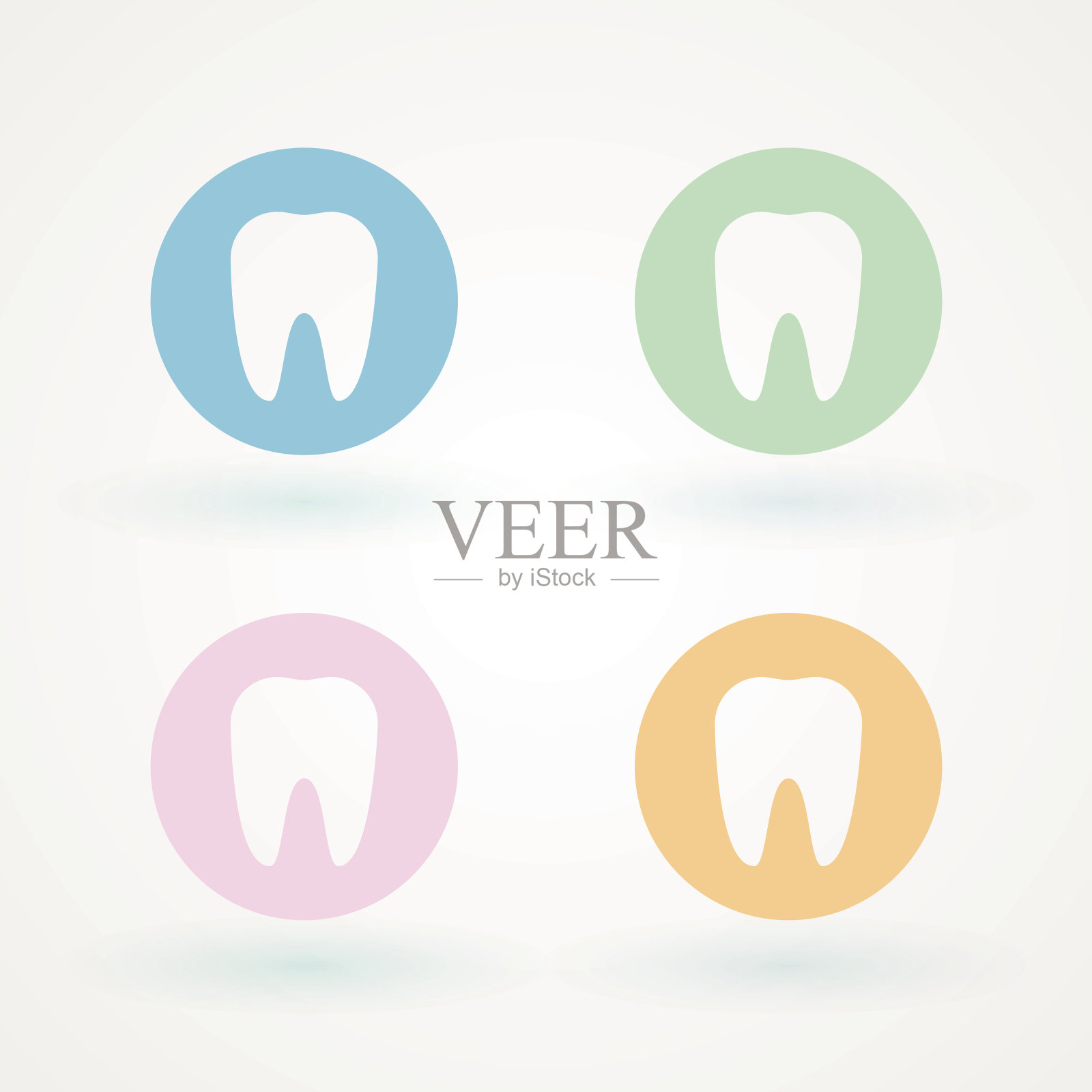 牙科图标。几个颜色插画图片素材