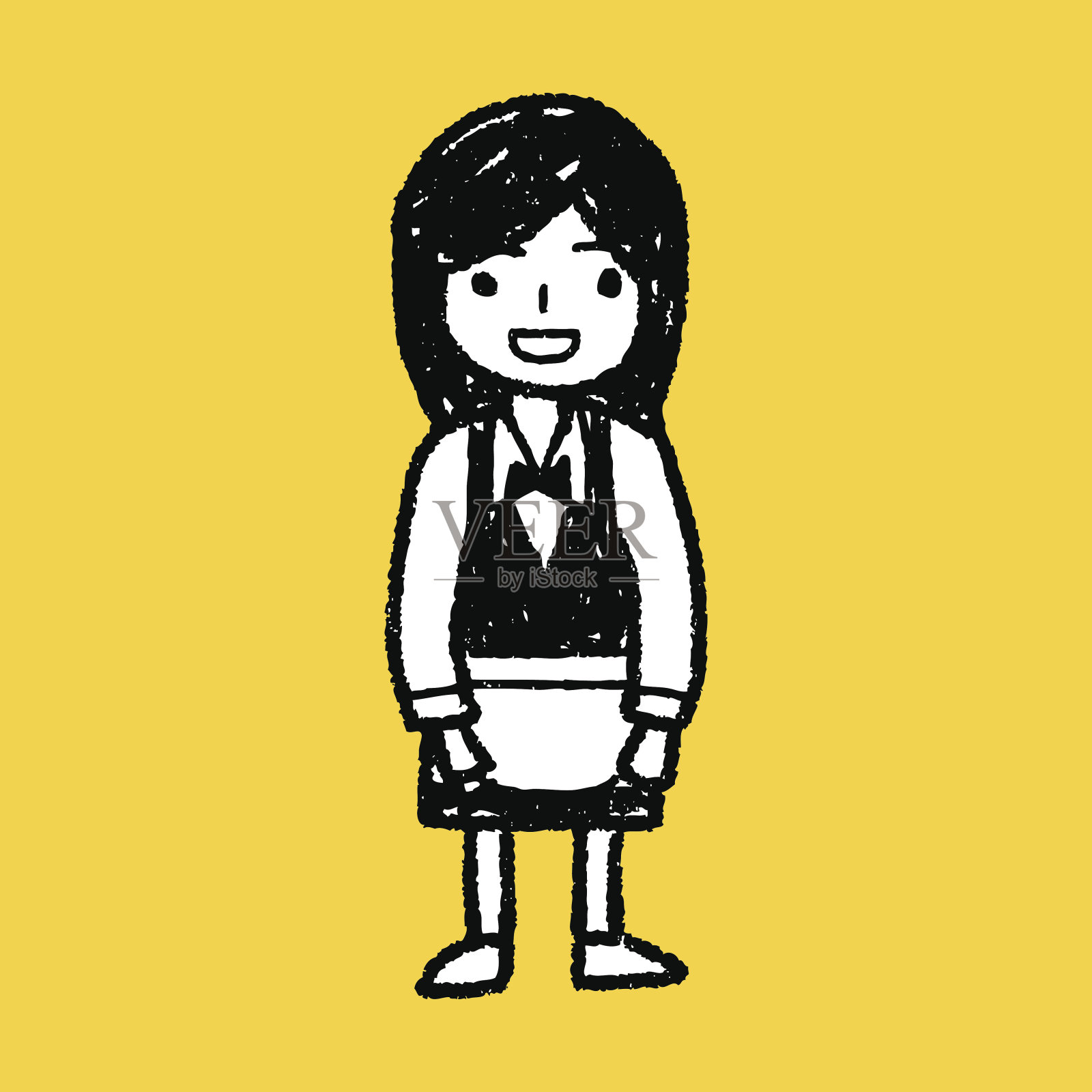 服务员涂鸦插画图片素材