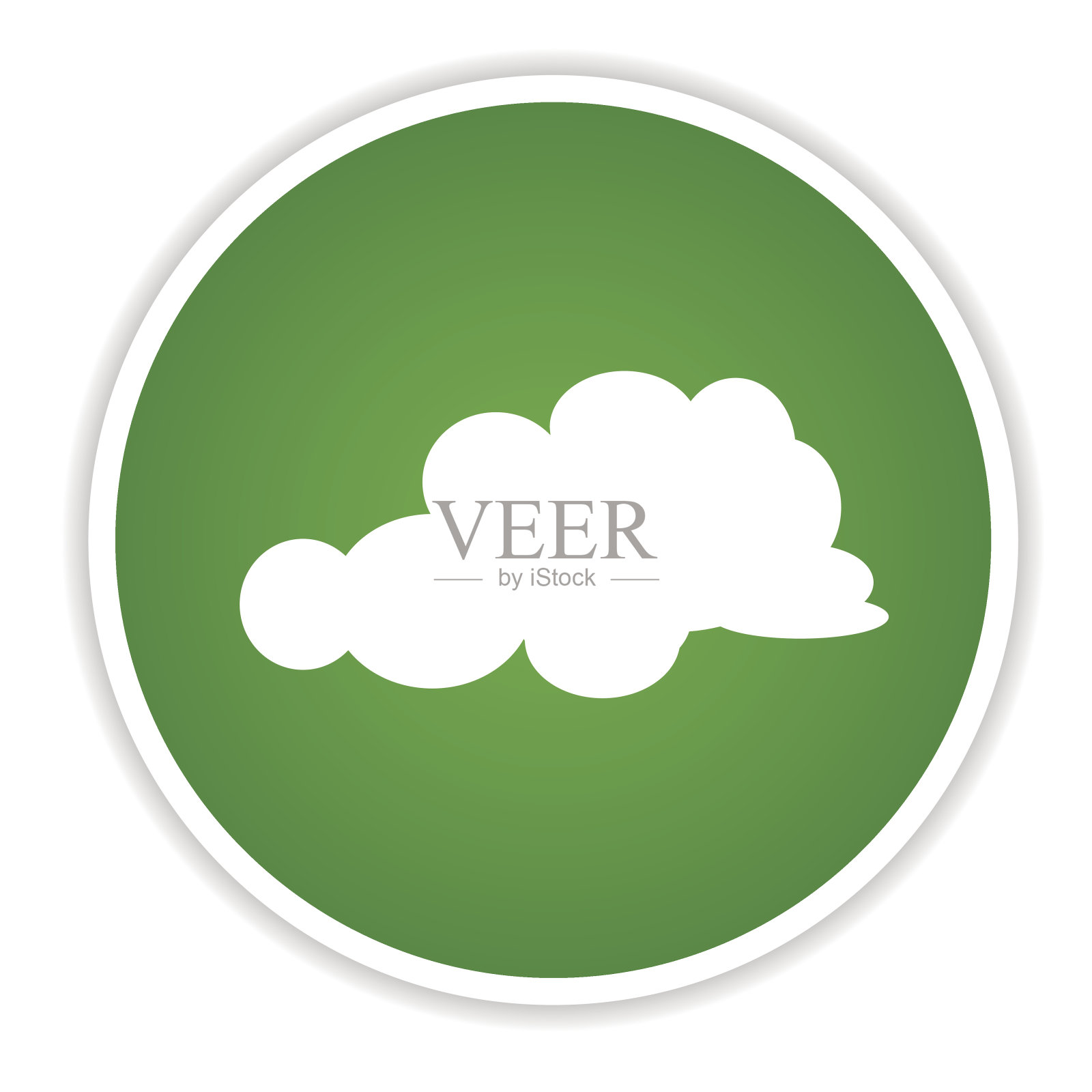 云上绿色按钮图标，干净矢量图标素材