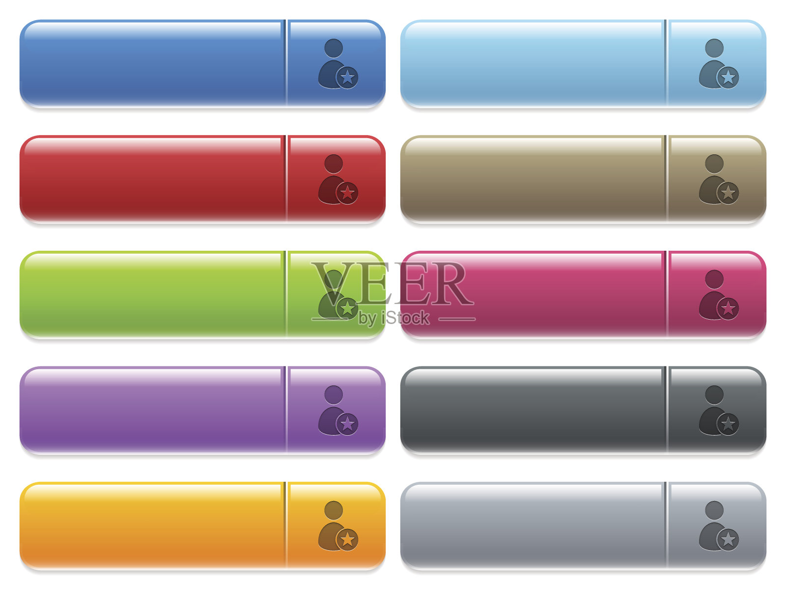 在彩色光滑的矩形菜单按钮上排列用户图标图标素材