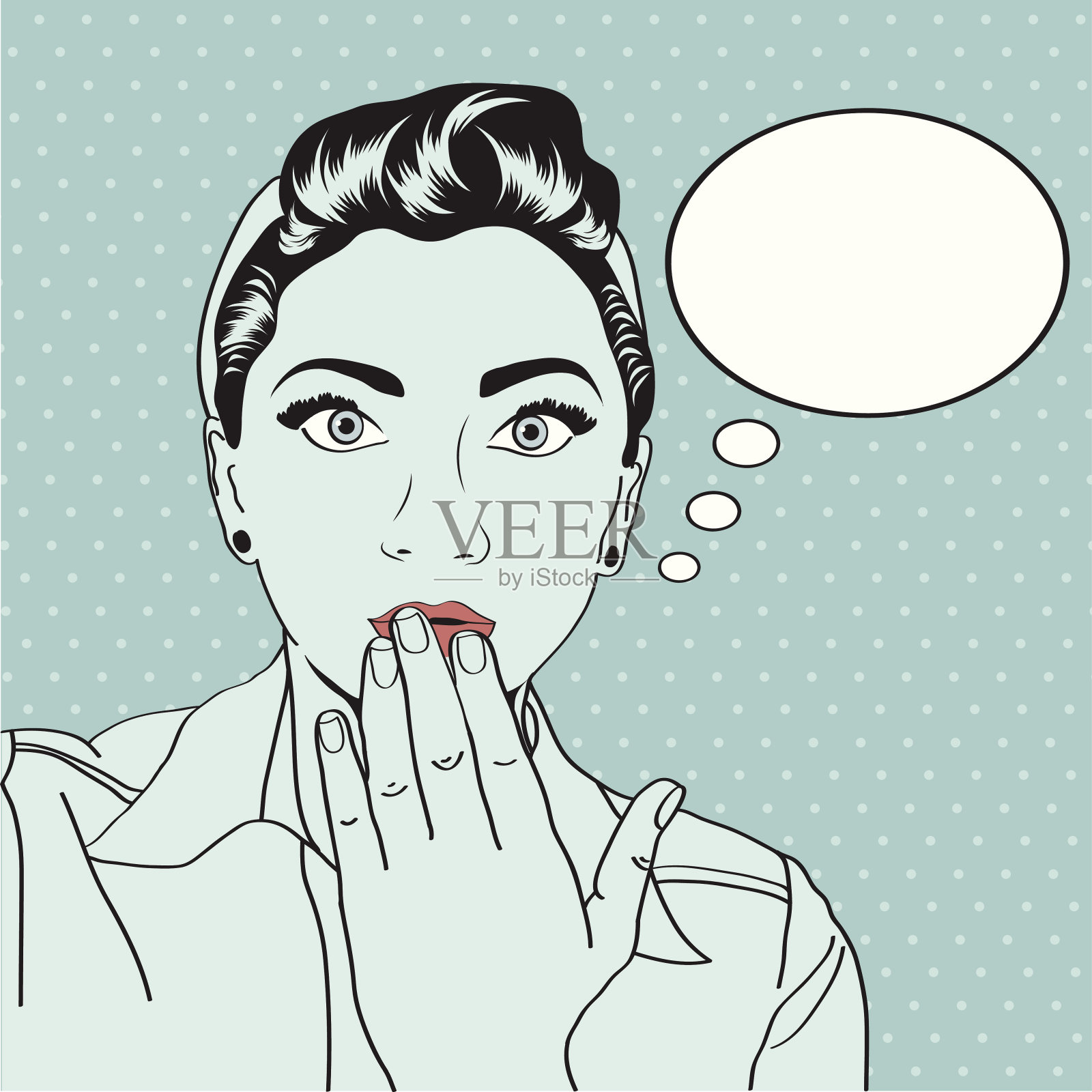 复古波普艺术女孩插画图片素材