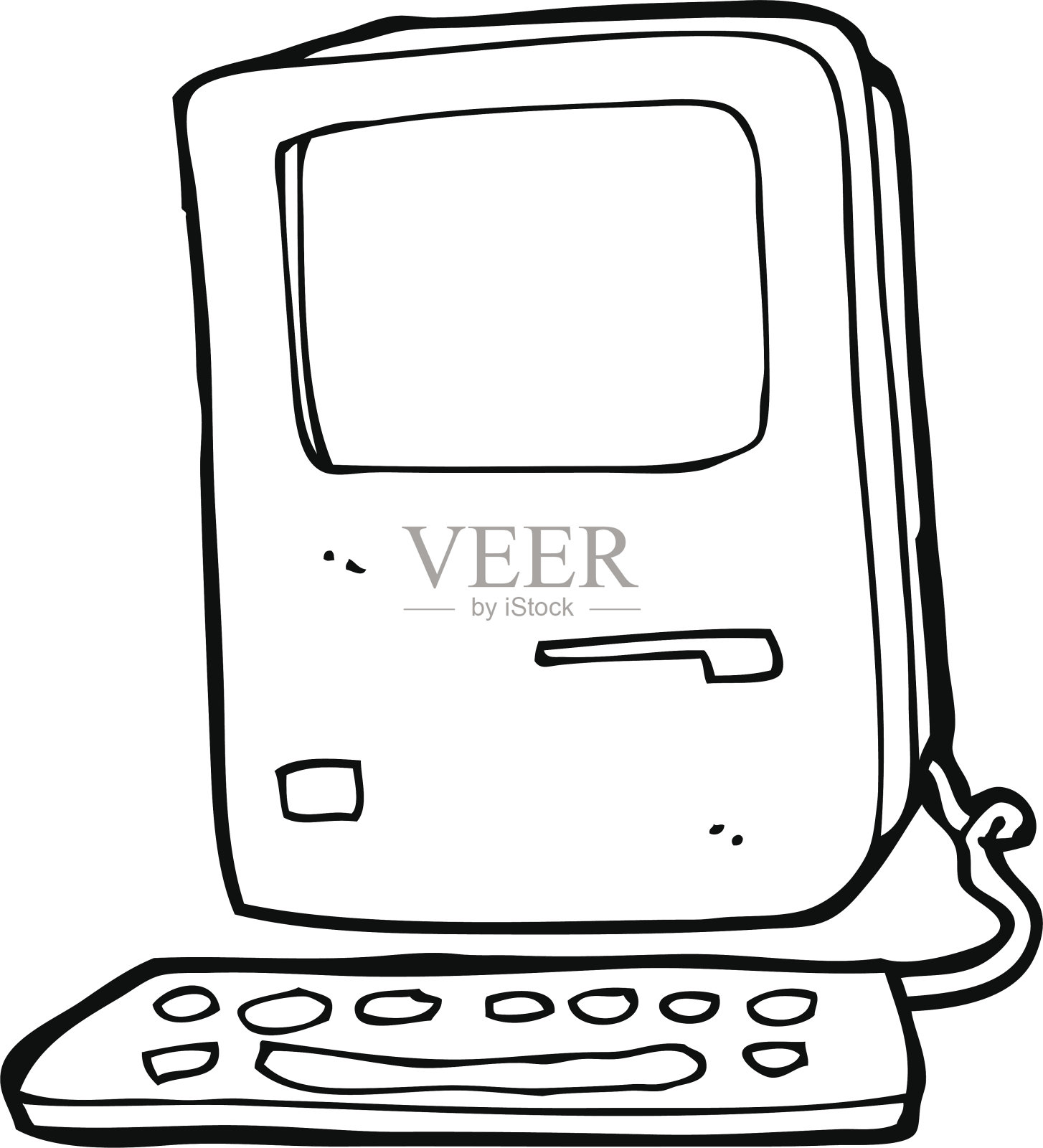 卡通旧电脑插画图片素材