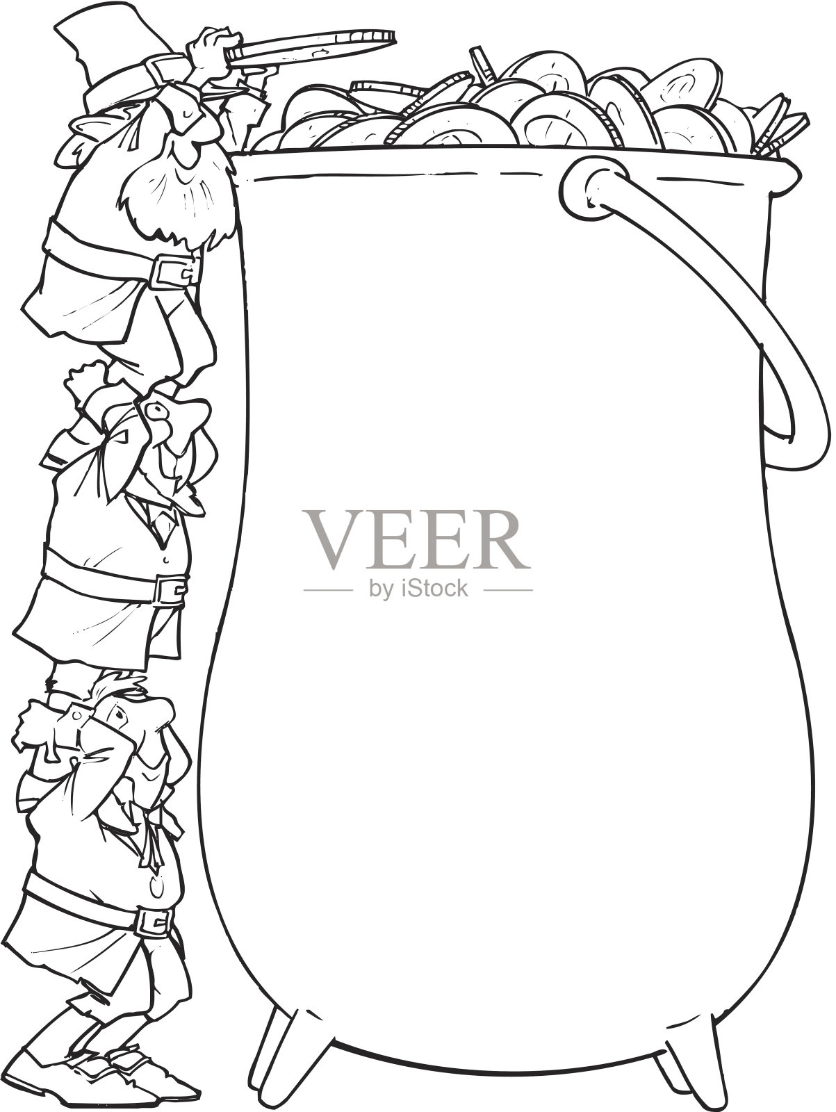 小矮妖的金罐插画图片素材